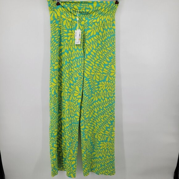 TRINA TURK TRELLIS COVER UP SWIM PANTS, Vibrant Green and Yellow Pants Size Medi - Picture 3 of 8